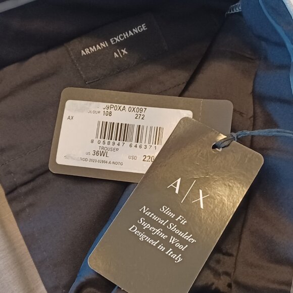 NEW Armani Exchange Light Grey Taupe Modern Fit Flat Front Textured Dress Pants - Picture 10 of 12